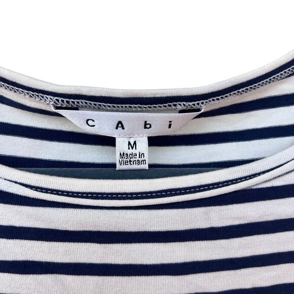 Cabi 561 Navy White Striped Sharkbite Asymmetrical Long Sleeve Top M Nautical - Picture 6 of 8